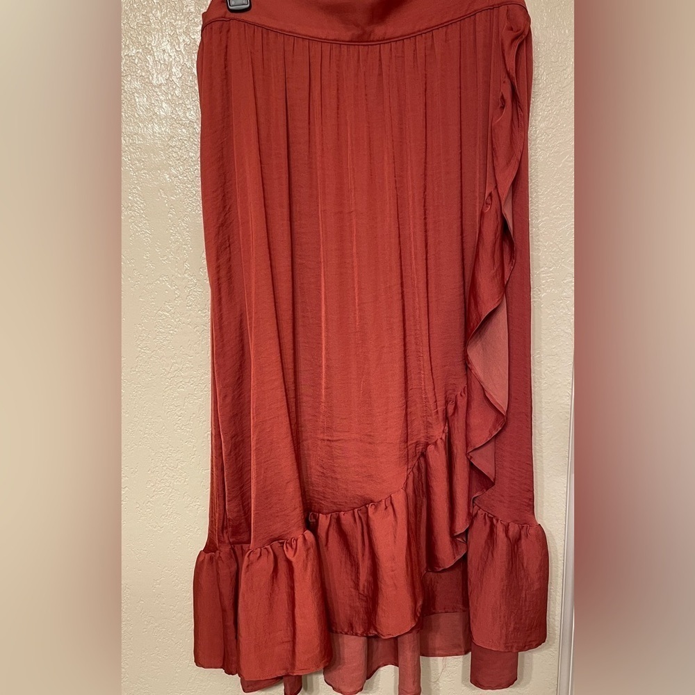 Women’s Elle Asymmetrical Ruffled  Boho Western Gypsy Hipster Maxi Skirt XL